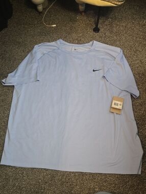 Nike Light Blue Short Sleeve Crew Tee with Black Swoosh